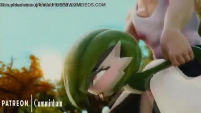 Мощный мужчина занимается с Гардевуаром, покемоном из мультсериала Покемон.