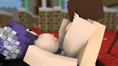 Непослушный персонаж игры Minecraft 3D проводит время в библиотеке.